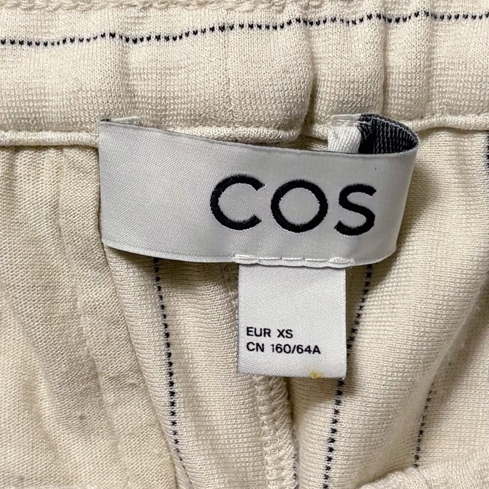 COS Pinstriped High Rise Wide Straight-Leg Pants in Cream White & Black - Picture 7 of 8